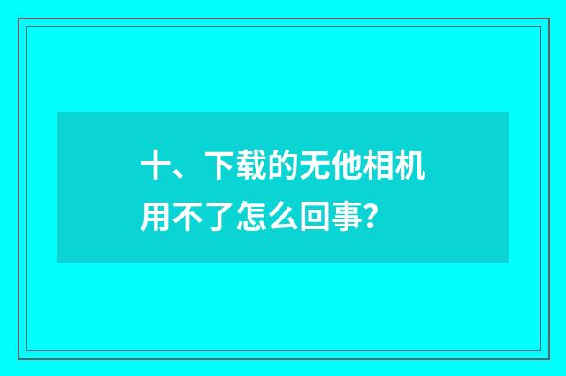 十、下载的无他相机用不了怎么回事？