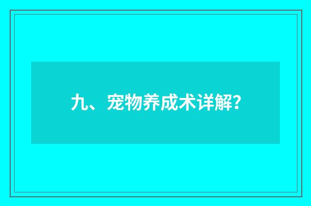 九、宠物养成术详解？