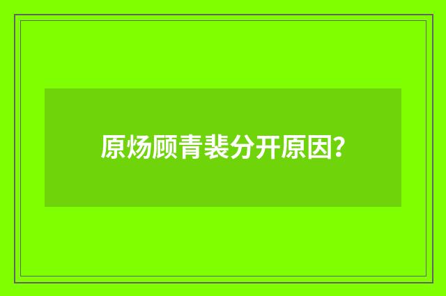 原炀顾青裴分开原因？