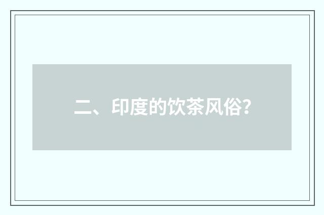 二、印度的饮茶风俗？
