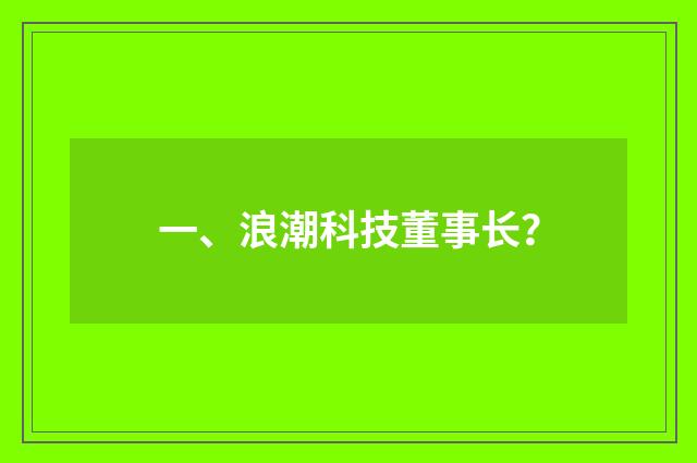 一、浪潮科技董事长？