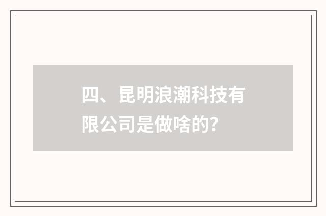 四、昆明浪潮科技有限公司是做啥的？