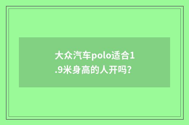 大众汽车polo适合1.9米身高的人开吗？