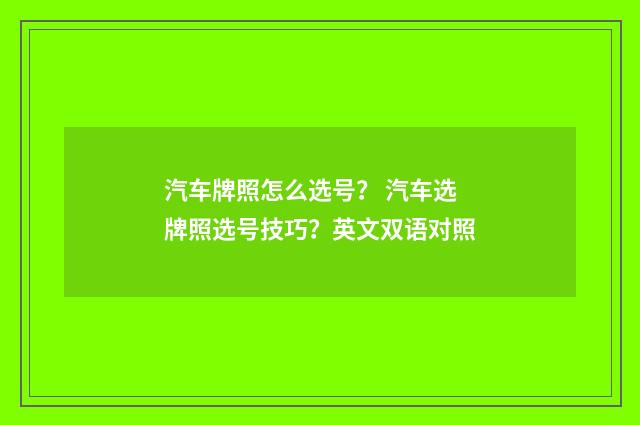 汽车牌照怎么选号？ 汽车选牌照选号技巧？英文双语对照
