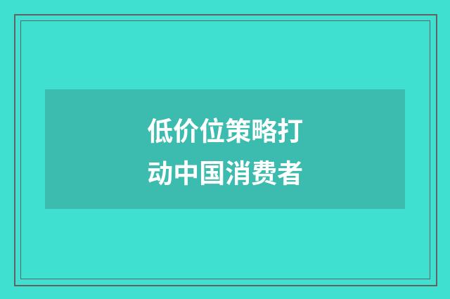 低价位策略打动中国消费者