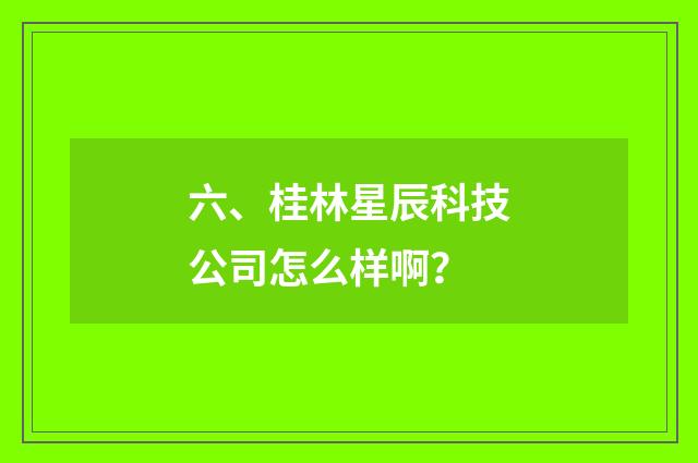 六、桂林星辰科技公司怎么样啊？