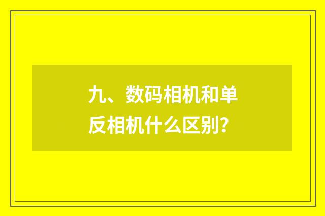 九、数码相机和单反相机什么区别?