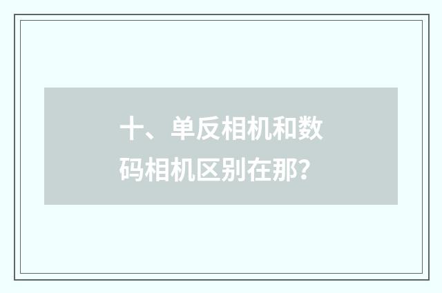 十、单反相机和数码相机区别在那？