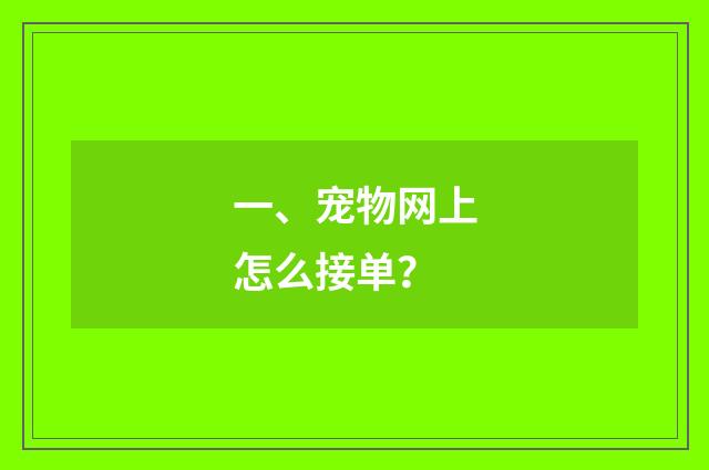 一、宠物网上怎么接单？