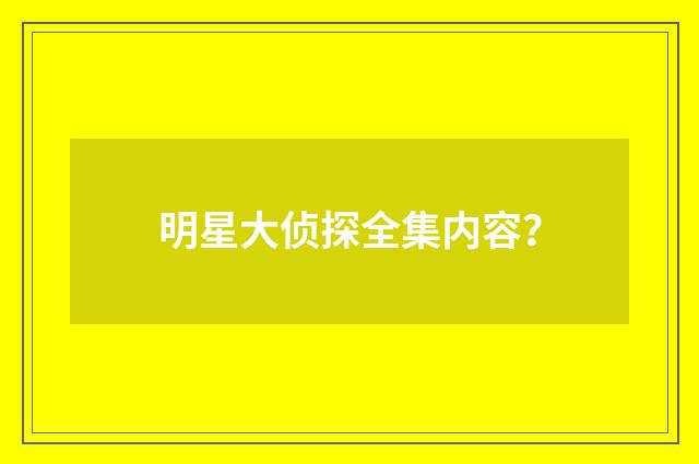 明星大侦探全集内容？