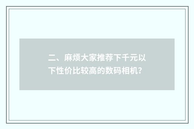 二、麻烦大家推荐下千元以下性价比较高的数码相机？