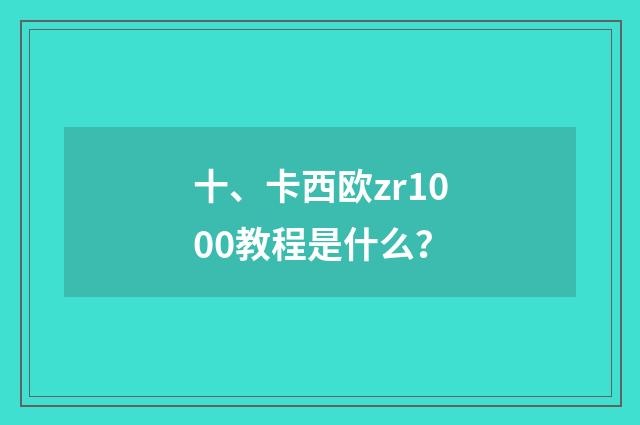 十、卡西欧zr1000教程是什么？