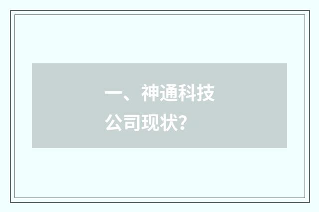 一、神通科技公司现状?