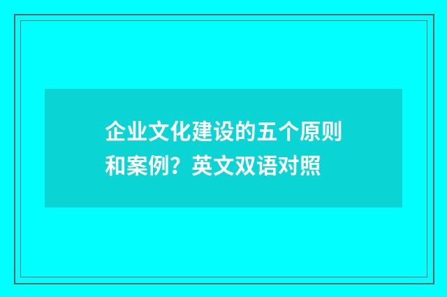 企业文化建设的五个原则和案例?英文双语对照