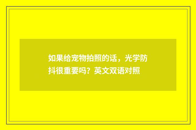 如果给宠物拍照的话，光学防抖很重要吗？英文双语对照