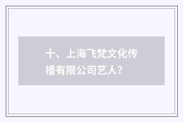 十、上海飞梵文化传播有限公司艺人？