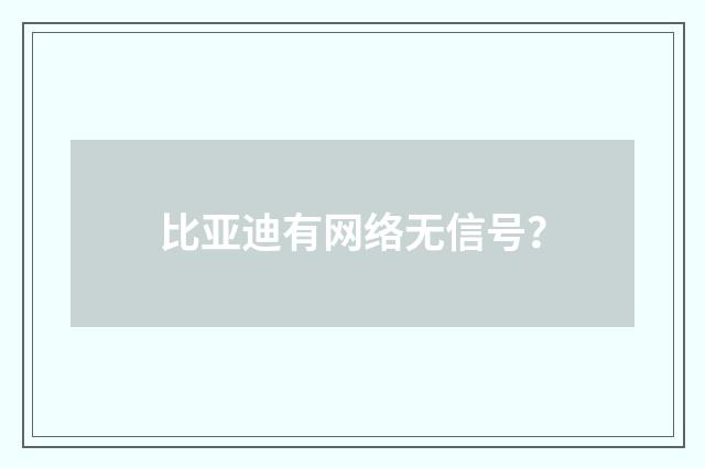 比亚迪有网络无信号？