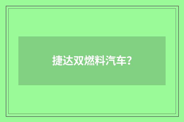 捷达双燃料汽车？