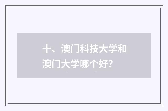 十、澳门科技大学和澳门大学哪个好？