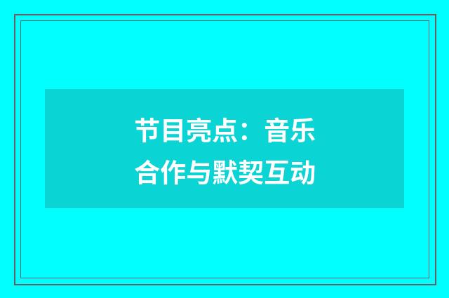 节目亮点：音乐合作与默契互动