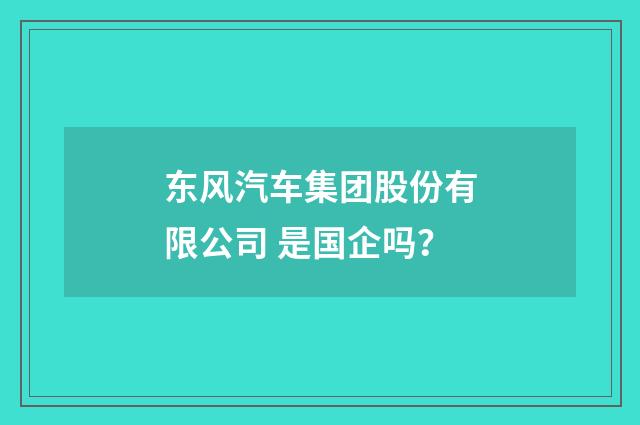 东风汽车集团股份有限公司 是国企吗？