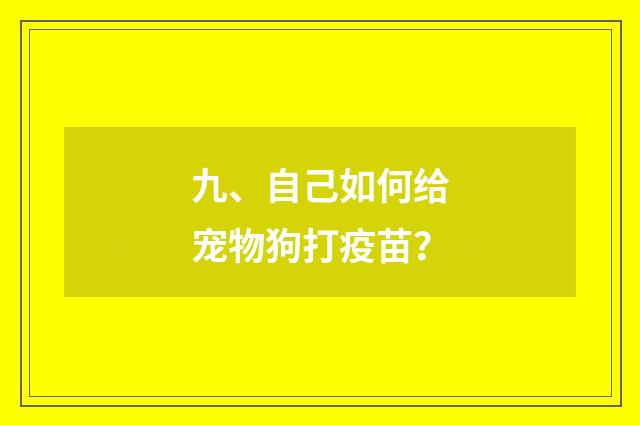 九、自己如何给宠物狗打疫苗?