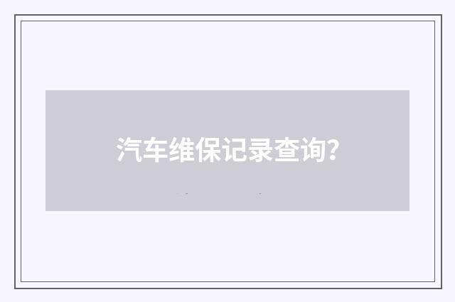 汽车维保记录查询？