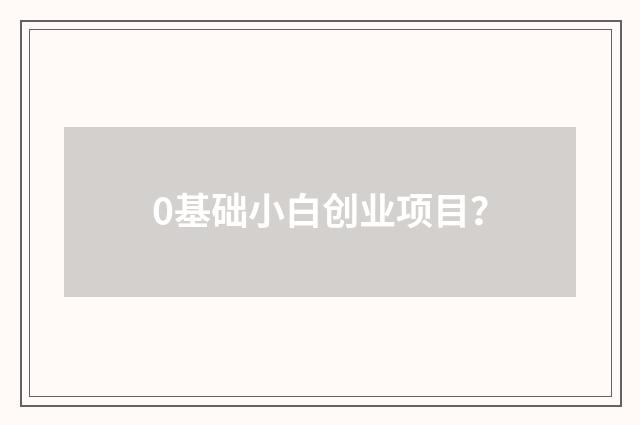 0基础小白创业项目？