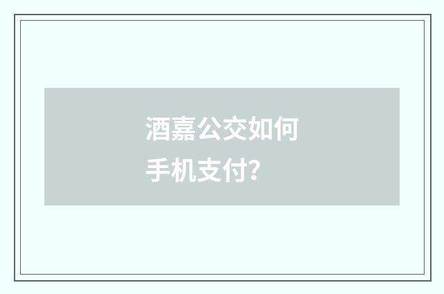 酒嘉公交如何手机支付？