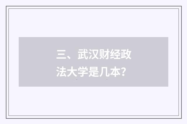 三、武汉财经政法大学是几本？