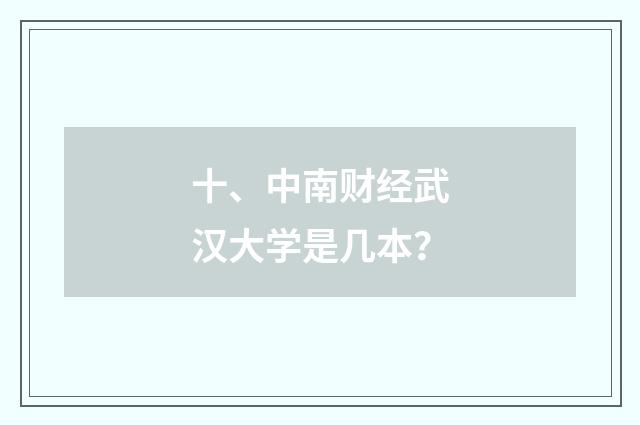 十、中南财经武汉大学是几本？