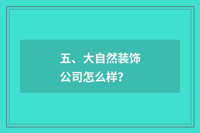 五、大自然装饰公司怎么样？