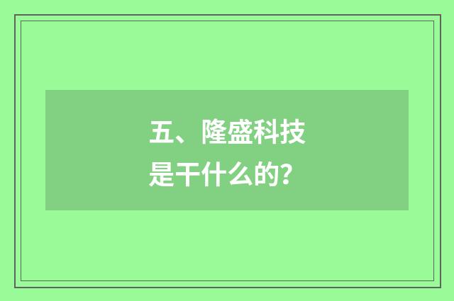 五、隆盛科技是干什么的？