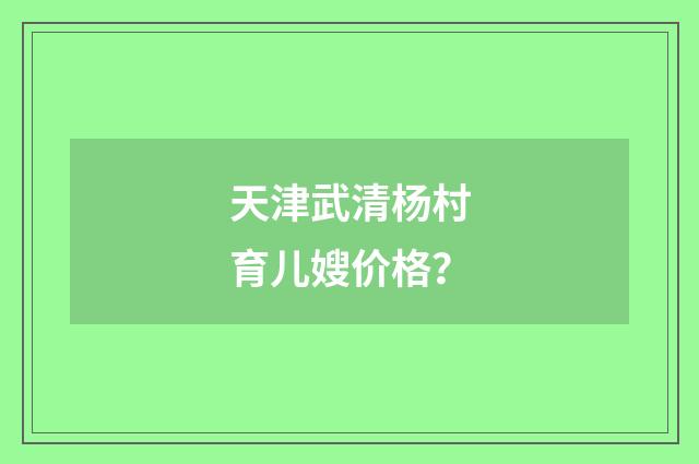 天津武清杨村育儿嫂价格？