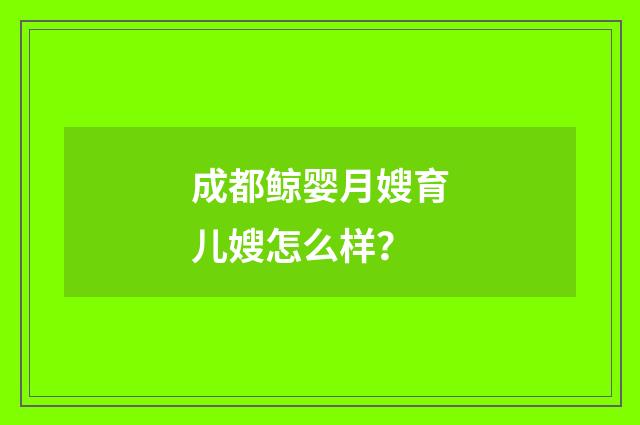 成都鲸婴月嫂育儿嫂怎么样？