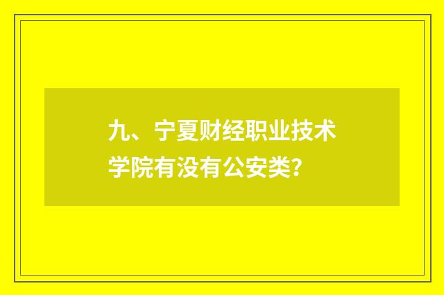 九、宁夏财经职业技术学院有没有公安类？