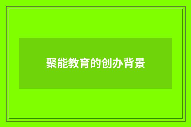聚能教育的创办背景