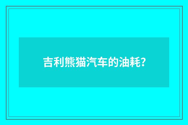 吉利熊猫汽车的油耗？