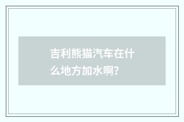 吉利熊猫汽车在什么地方加水啊?