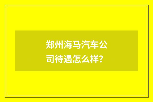 郑州海马汽车公司待遇怎么样？