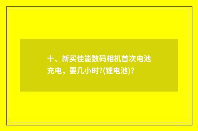 十、新买佳能数码相机首次电池充电，要几小时?(锂电池)？