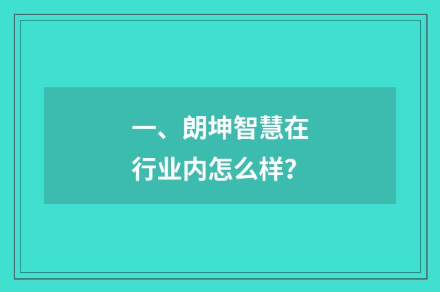 一、朗坤智慧在行业内怎么样？