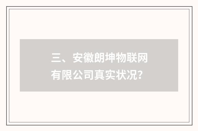三、安徽朗坤物联网有限公司真实状况？