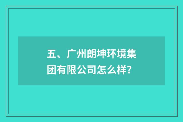 五、广州朗坤环境集团有限公司怎么样？