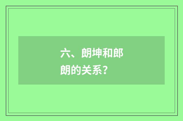 六、朗坤和郎朗的关系？