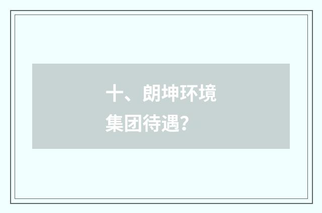 十、朗坤环境集团待遇？