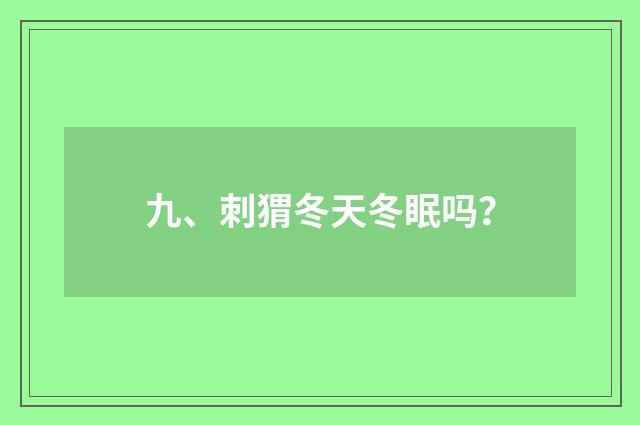 九、刺猬冬天冬眠吗？