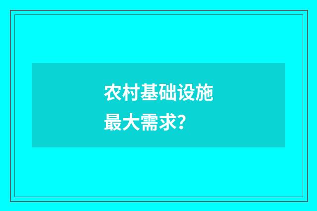农村基础设施最大需求？