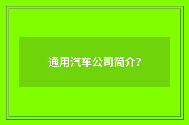 通用汽车公司简介？