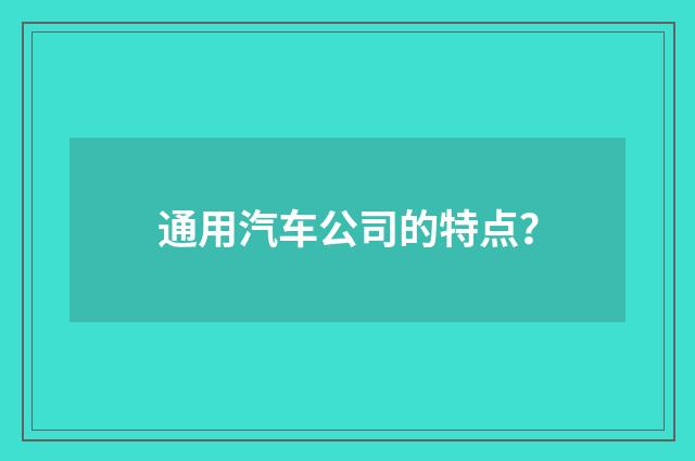 通用汽车公司的特点？